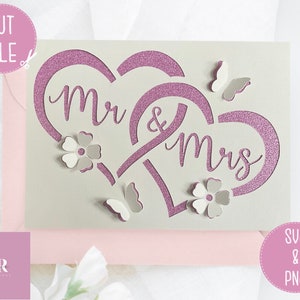 SVG: 'pop up' / Carte de mariage 3D. Fête. Mariage svg. Carte anniversaire svg. Faites apparaître des fleurs. Fleurs 3D. Papillon 3D. SVG contextuel