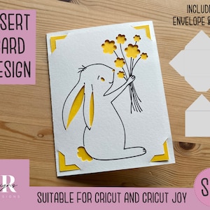 SVG: cartão de inserção de Páscoa. Cricut Joy amigável. Desenhe e corte o design do cartão. Modelo de envelope incluído. Cartão de Páscoa Cricut Joy SVG