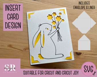 SVG: Ostern Einsteckkarte. Cricut Joy freundlich. Gezeichnetes und geschnittenes Kartendesign. Umschlagschablone inklusive. Cricut Joy Osterkarte SVG