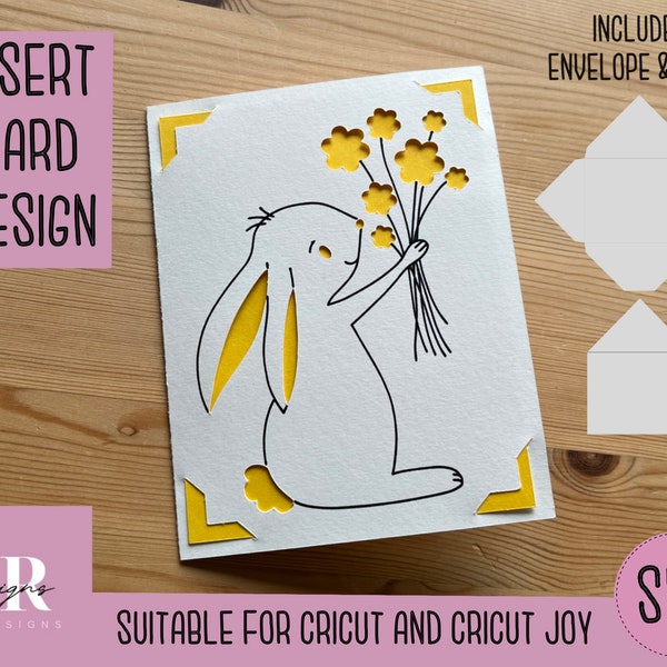 SVG: Easter insert card. Cricut Joy friendly. Draw and cut card design. Envelope template included. Cricut Joy Easter card SVG