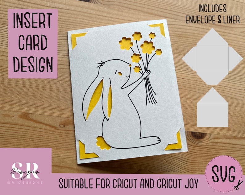 SVG: Easter insert card. Cricut Joy friendly. Draw and cut card design. Envelope template included. Cricut Joy Easter card SVG image 1