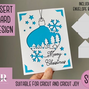 SVG: Tarjeta de inserción navideña. Cricut Alegría amigable. Dibuja y corta el diseño de la tarjeta. Plantilla de sobre incluida. Tarjeta de Navidad Cricut Joy SVG