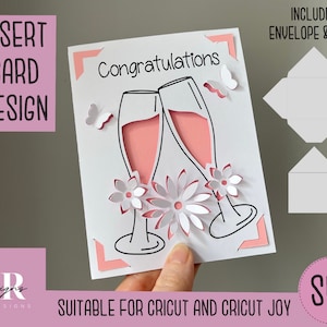 SVG: Gefeliciteerd insert kaart. Cricut Vreugde vriendelijk. Teken en knip kaartontwerp. Envelop sjabloon inbegrepen. Cricut Joy gefeliciteerd kaart SVG