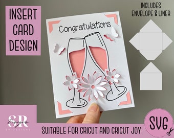 SVG: Congratulations insert card. Cricut Joy friendly. Draw and cut card design. Envelope template included. Cricut Joy congrats card SVG