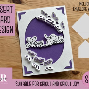 SVG: Easter insert card. Cricut Joy friendly. Draw and cut card design. Envelope template included. Cricut Joy Easter card SVG