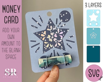 SVG: Christmas star money card. Cricut Joy friendly. Star money card. Money holder svg. Birthday card svg. Money card svg.