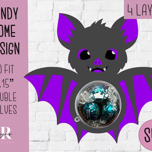 Halloween candy dome Svg. Cute bat candy dome svg. Chocolate holder svg. Halloween candy holder. Candy holder. Halloween candy holder.