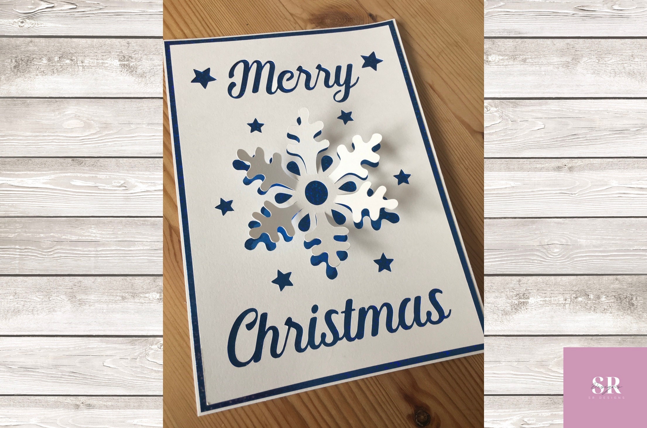 SVG: 3D/ pop up Christmas card. Snowflake card. Merry | Etsy