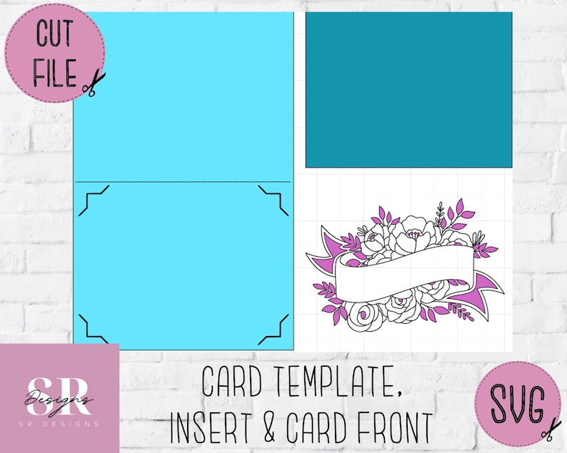 SVG Floral Card Blank Insert Card. Cricut Joy Friendly. Draw Etsy