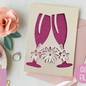 SVG: ‘pop up’/ 3D Anniversary svg. Celebration. Wedding svg. Congratulations. Champagne svg. Pop up flowers. 3d flowers. Pop up SVG