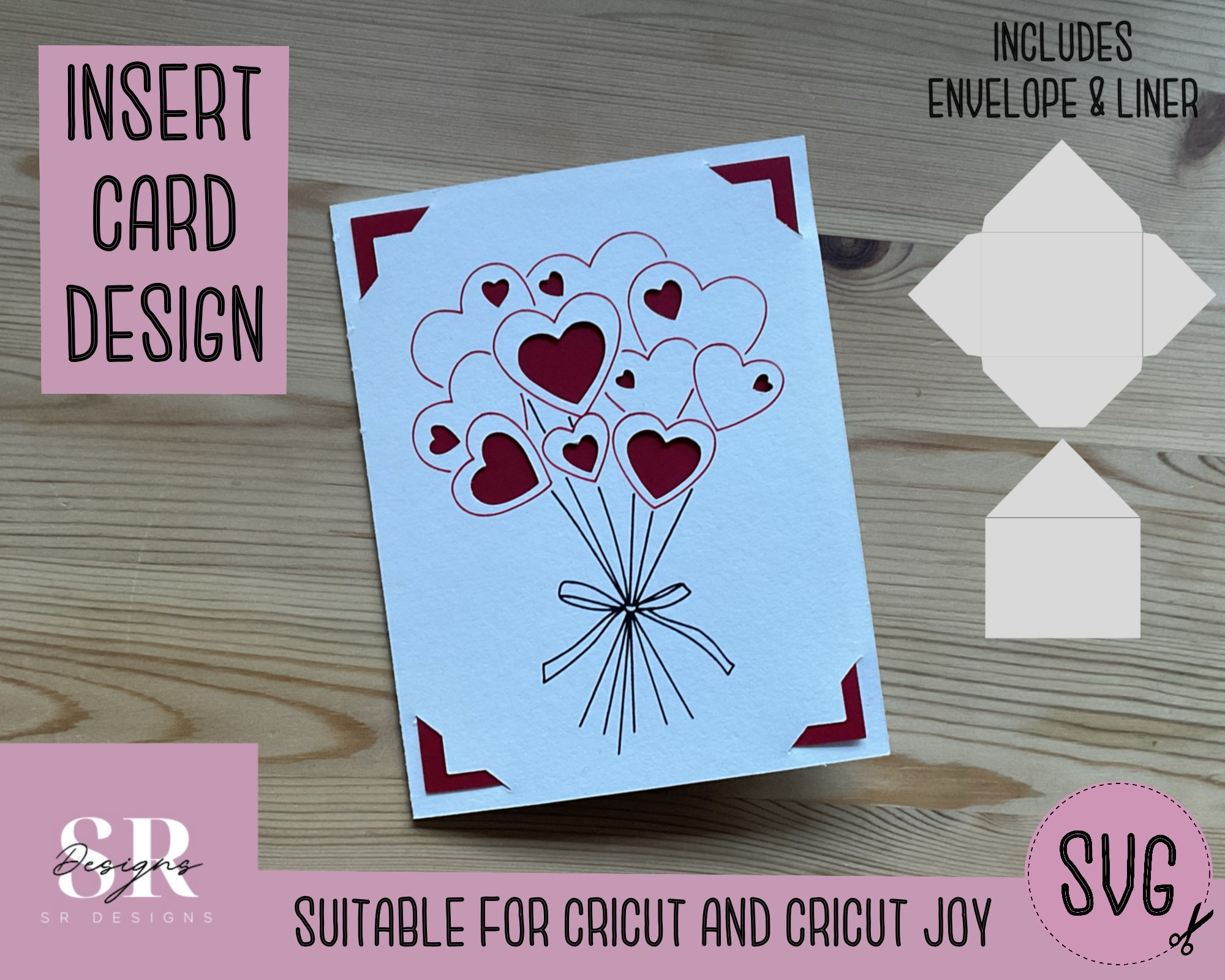 SVG: Valentines Day Insert Card. Cricut Joy Friendly. Draw and Cut Card  Design. Envelope Template Included. Cricut Joy Valentines Card SVG 