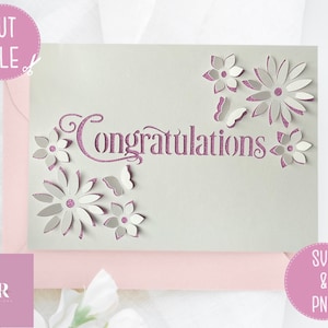 SVG: 3D / pop-up geknipt bestand. Gefeliciteerd kaart. Gefeliciteerd kaart svg. Feestkaart. Cricut kaart. SVG/PNG.