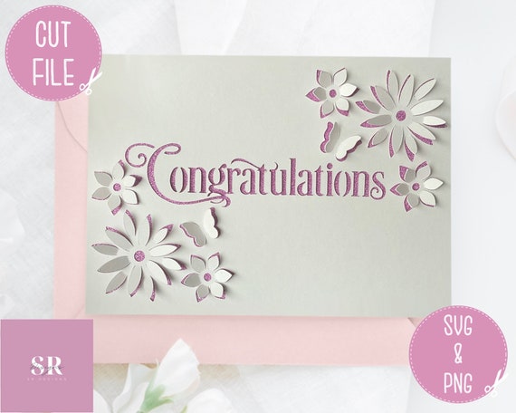 SVG: 3D/pop up cut file. Congratulations card. Congratulations card svg. Celebration card. Cricut card. SVG/PNG.