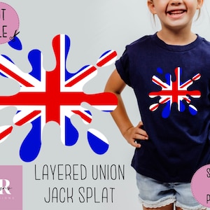 SVG: Union Jack svg. Drapeau peinture splat. Union Jack en couches. Conception de t-shirt pour enfants Union Jack. SVG. Papouasie-Nouvelle-Guinée.