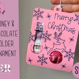 SVG: Porta carte di denaro e cioccolato natalizio. Portasoldi natalizio. Cricut Joy amichevole. Cartolina di Natale in formato SVG. Carta di denaro in formato SVG. Porta caramelle
