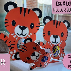 Tiger Egg & lolly holder Bundle. Egg holder svg. tiger Easter egg holder. Egg holder svg bundle.