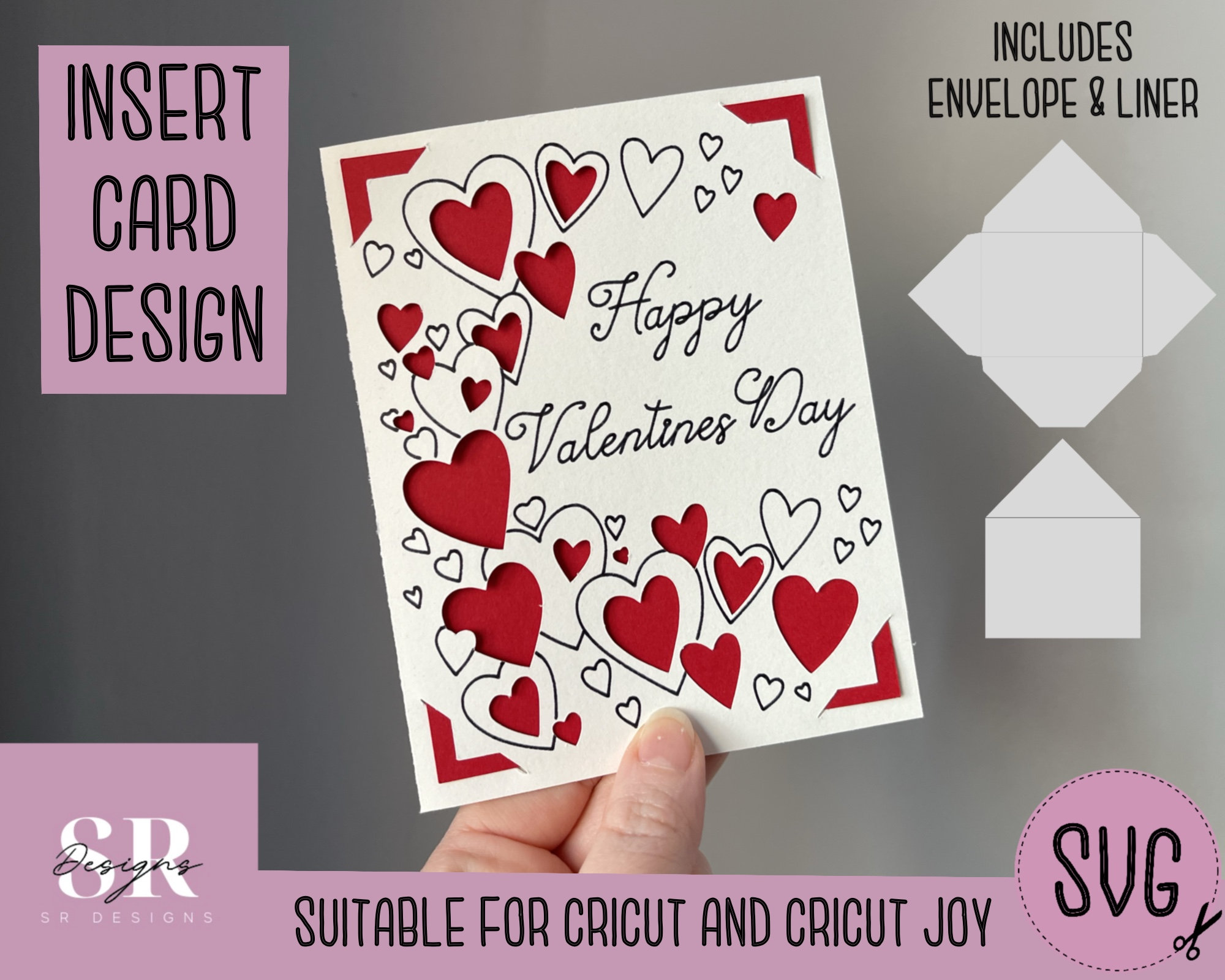 SVG: Valentines Day Insert Card. Cricut Joy Friendly. Draw and Cut Card  Design. Envelope Template Included. Cricut Joy Valentines Card SVG 