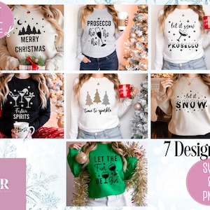 SVG: pacchetto svg di ponticello di Natale. Pacchetto svg di Natale. Pacchetto Christmas Jumper. Spirito festivo svg. Lascia che nevichi. Albero di Natale.