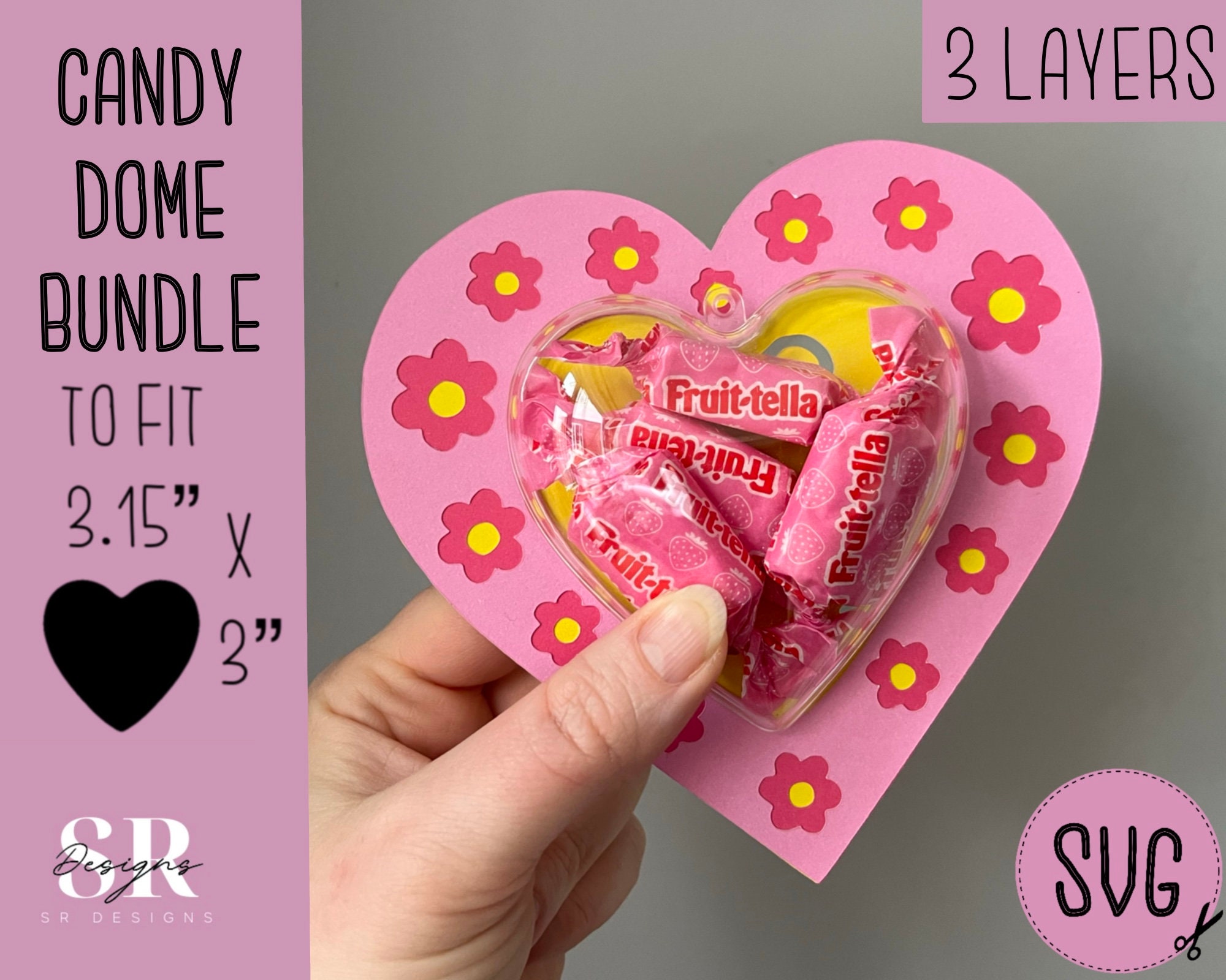 Herz Candy Dome svg. Schokoladenhalter svg. Valentinstag Bonbon Halter. Herz Zuckersüße Kuppel. Zuckersüße Kuppel. Gastgeschenk