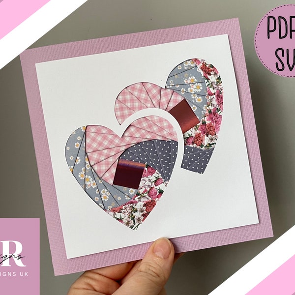 Heart Iris folding pattern template PDF & SVG. Iris folding pattern. Heart card design. Hand cutting PDF