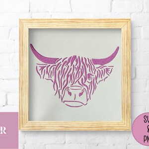 SVG: Highland cow. Highland cow card cut file. Highland cow svg. Vinyl highland cow. image 1