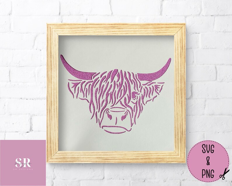 SVG: Highland cow. Highland cow card cut file. Highland cow svg. Vinyl highland cow. image 1
