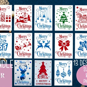 SVG: Christmas Card Bundle. Christmas svg. Christmas card svg. Paper cutting. Christmas card svg bundle. 3D SVG.