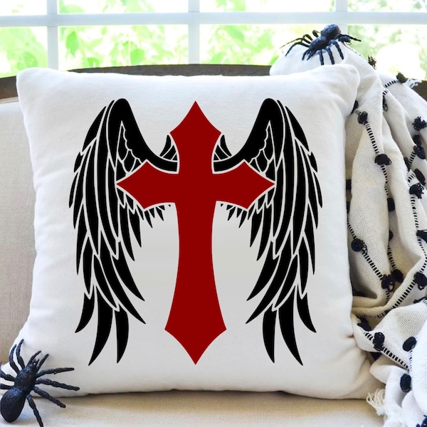 SVG: Angel wings cross. Christian svg. Cross svg. Angel wings svg. Bereavement svg. Loss svg. SVG. PNG.