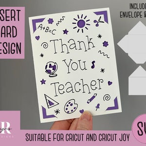 SVG: Leraar insteekkaart. Cricut Vreugde vriendelijk. Teken en knip kaartontwerp. Envelop sjabloon inbegrepen. Cricut Joy Teacher kaart SVG