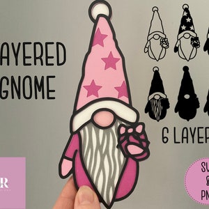 SVG: Layered Gnome cut file. 3D Gonk svg. Layered gnome svg. Christmas Gnome svg. Christmas Gonk svg. Layered Christmas gnome. SVG. PNG.
