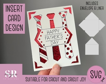 SVG: Fathers day insert card. Cricut Joy friendly. Draw and cut card design. Envelope template included. Cricut Joy Birthday card SVG