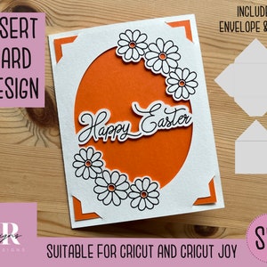 SVG: Easter insert card. Cricut Joy friendly. Draw and cut card design. Envelope template included. Cricut Joy Easter card SVG