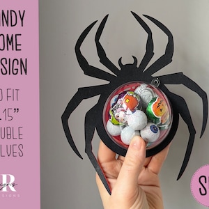 Halloween candy dome Svg. Spider candy dome svg. Chocolate holder svg. Halloween candy holder. Candy holder. Halloween candy holder.