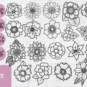 SVG Flowers Hippie Art Floral Graphics Printable Flower Clipart Digital Clipart Images