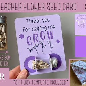 SVG: Cartão de sementes de flores do professor. Cricut Joy amigável. Presente de agradecimento ao professor. Pacote porta-sementes. Cartão de professor svg. Cartão de sementes svg.
