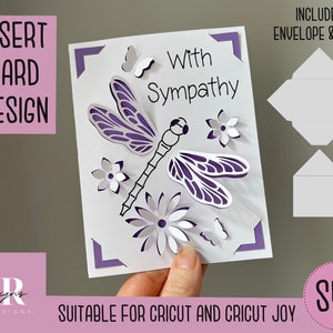 SVG: With sympathy insert card. Cricut Joy friendly. Draw and cut card design. Envelope template included. Cricut Joy sympathy card SVG
