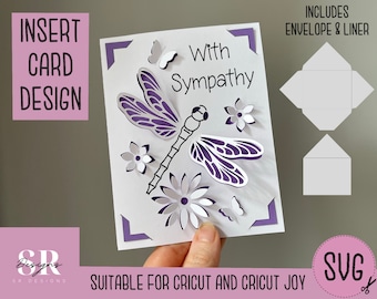 SVG: With sympathy insert card. Cricut Joy friendly. Draw and cut card design. Envelope template included. Cricut Joy sympathy card SVG