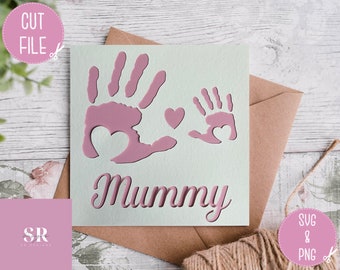 SVG: Tarjeta de momia. Anuncio del bebé. Tarjeta baby shower. Carnet de niña. Tarjeta de bebé. Tarjeta Cricut. Es una tarjeta de niña. SVG/PNG