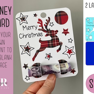 SVG: carta di denaro delle renne di Natale. Cricut Joy amichevole. Possessore di denaro di Natale. Portavalute svg. Cartolina di Natale svg. Money card svg.