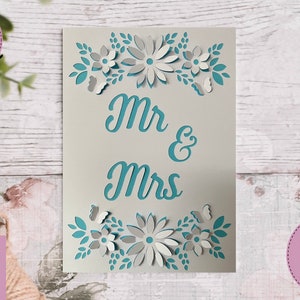 SVG: 'pop up'/ 3D Hochzeitskarte. Mr & Mrs Karte svg. Hochzeit svg. Hochzeitskarte svg. Pop up Blumen. 3d Blumen. Pop up SVG. Cricut Karte svg.