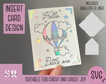 SVG: New baby insert card. Cricut Joy friendly. Draw and cut card design. Envelope template included. Cricut Joy new baby card SVG