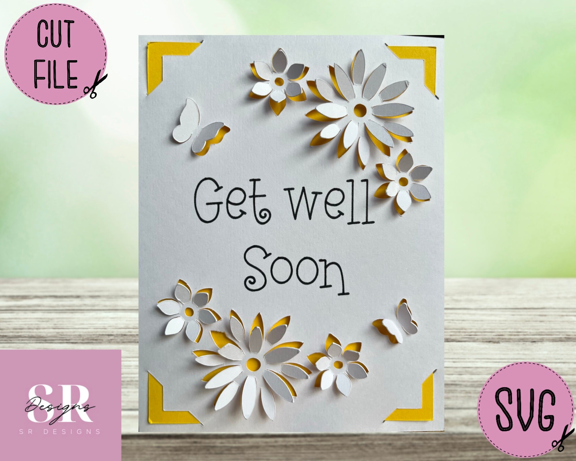 SVG: Get Well Insert Card. Cricut Joy Friendly. Draw and Cut Card ...