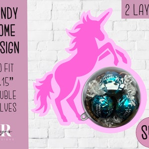 Unicorn candy dome svg. Chocolate holder svg. unicorn candy holder. unicorn candy dome. Party favour. Unicorn candy dome design