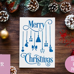 SVG: Kerstkaart. Kerstkaart svg. Vrolijk kerstfeest svg. Cricut kaart svg. Desire Kerst lettertype. Kerstversiering kaart svg.