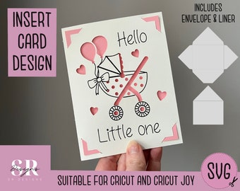 SVG: New baby insert card. Cricut Joy friendly. Draw and cut card design. Envelope template included. Cricut Joy new baby card SVG