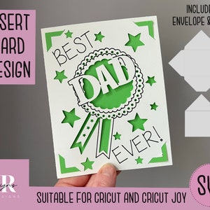 SVG: Father’s Day insert card. Cricut Joy friendly. Draw and cut card design. Envelope template included. Cricut Joy Birthday card SVG
