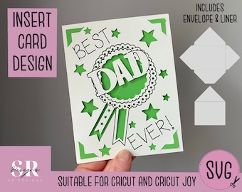 SVG: Father’s Day insert card. Cricut Joy friendly. Draw and cut card design. Envelope template included. Cricut Joy Birthday card SVG