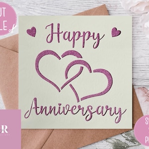 SVG: Happy anniversary card. Celebration. Wedding svg. Anniversary card svg. Heart links svg.