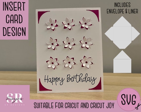 SVG: Birthday Insert Card. Cricut Joy Friendly. Draw and Cut Card