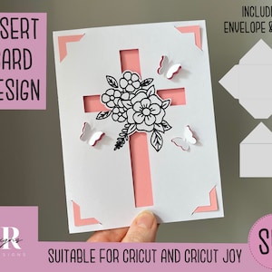 SVG: Carte d’insertion croisée 3D. Cricut Joy amical. Dessinez et découpez la conception de cartes. Modèle d’enveloppe inclus. Carte de Pâques Cricut Joy SVG